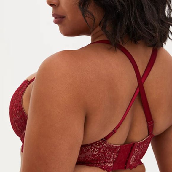 Torrid Curve Balconette Unlined Peacock Lace Straight Back Bra Size 48B NEW - Picture 2 of 11